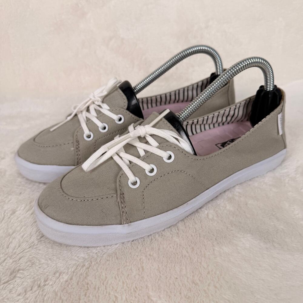 Vans Women’s Canvas Sneakers Khaki Taupe Size 6.5 Low Top Surf Siders